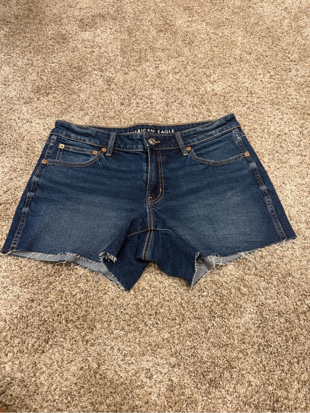 American Eagle Outfitters Indigo Frayed Hem Denim Shorts